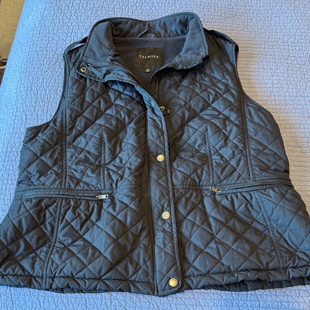 Talbots Women's Dark Blue Quilted Vest